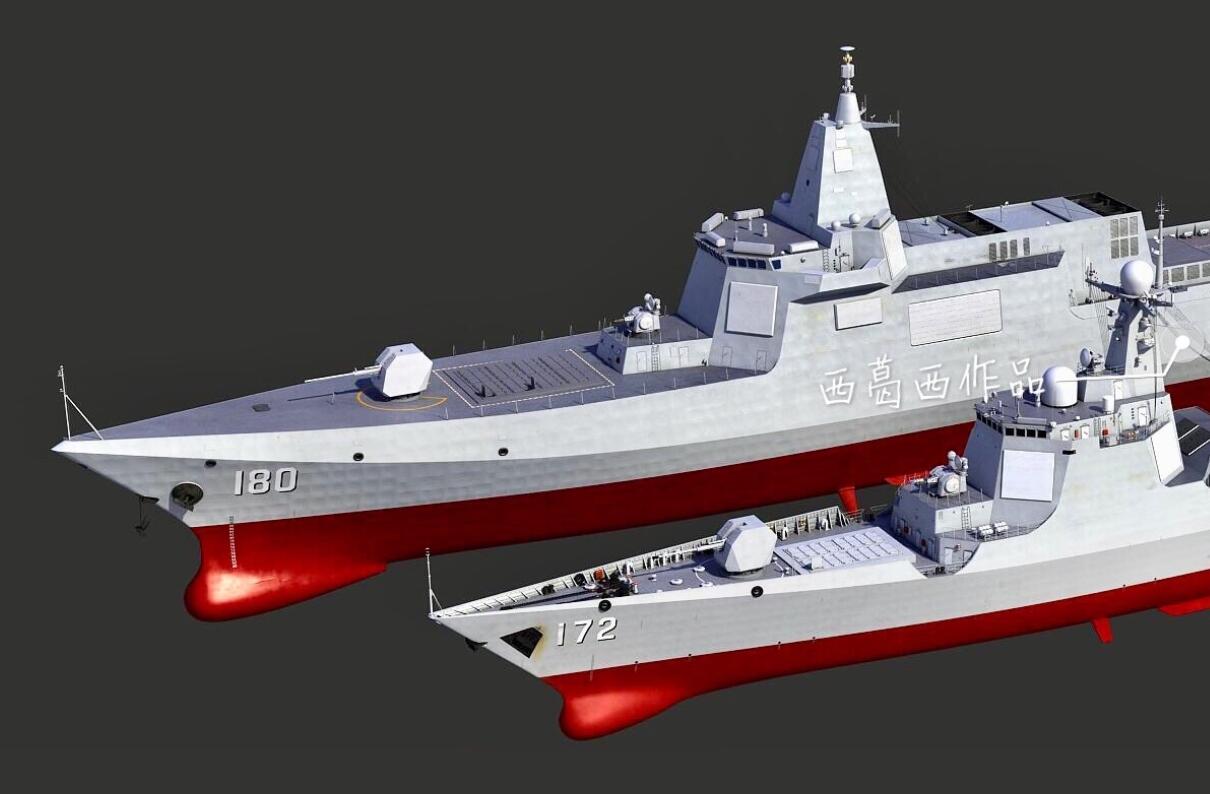 055舰比052d战舰体型大了好多