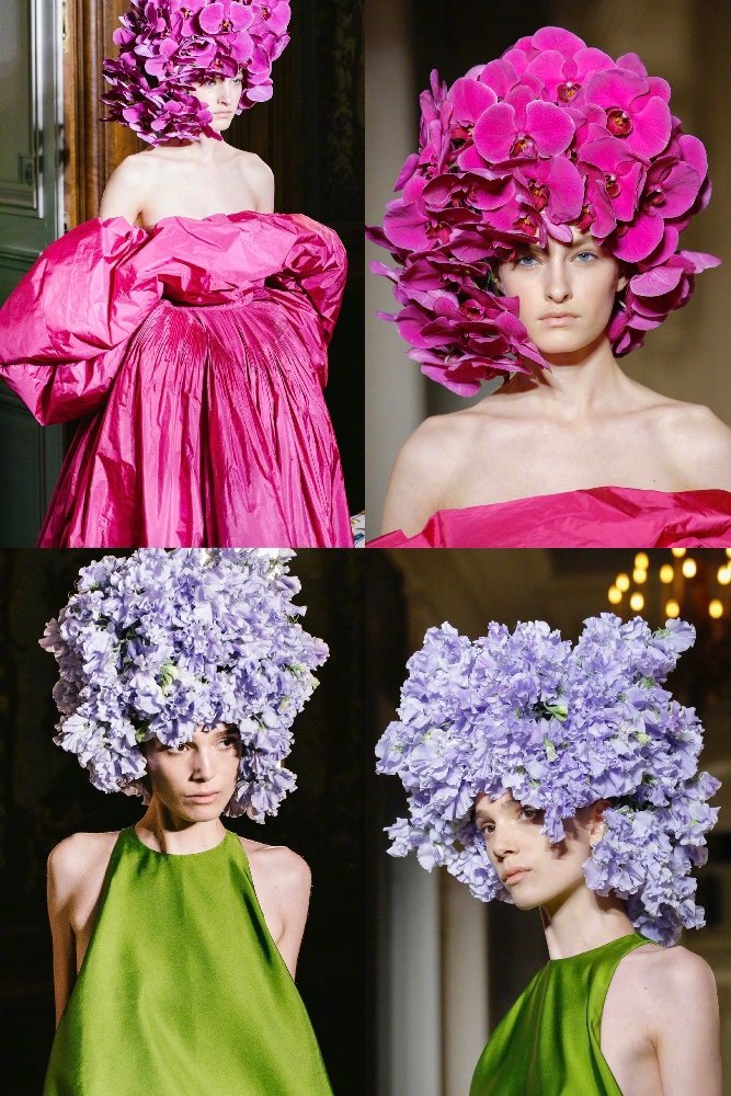 秀场花朵头饰留下优雅瞬间 "花"语给情人节增加仪式感