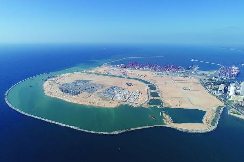 科伦坡港口城鸟瞰图.中国港湾公司提供